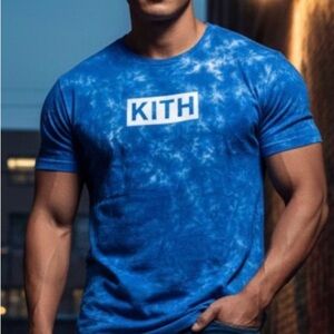 Kith Dark Blue Tie-Dye Soft Pullover Short Sleeve Top, Men’s Size Medium